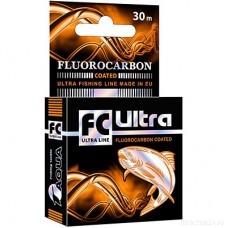 Леска зимняя AQUA FC ULTRA Fluorocarbon Coated 0,22mm 30m, цвет - прозрачный, test - 5,10kg